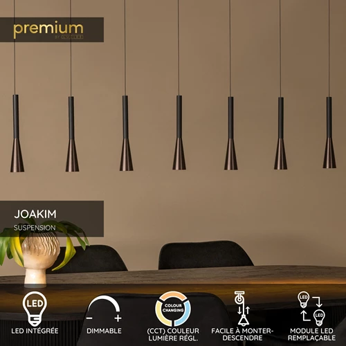 Lucide JOAKIM - Suspension - LED Dim. - CCT - 7x6,2W 2700K/4000K - Avec module LED remplaçable - Café | Premium - USP